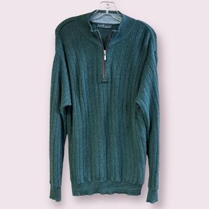 Peru Unlimited Men’s Green 100% Alpaca Wool Quarter Zip Sweater Size XL